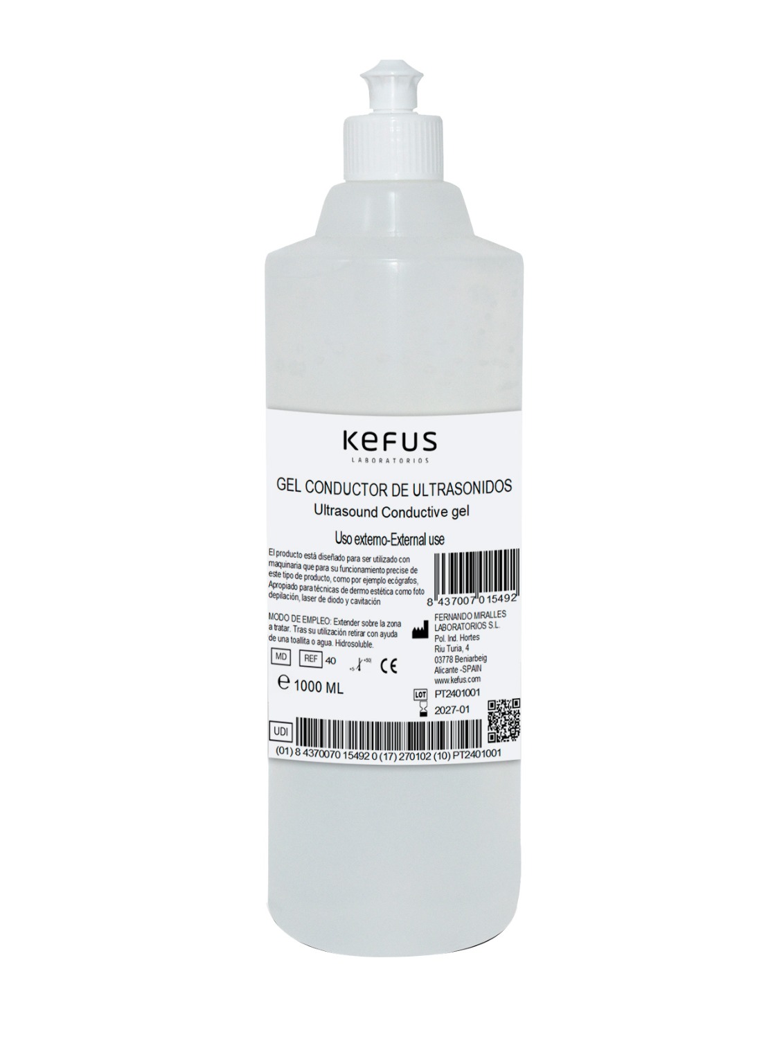 Gel Conductor Ultrasonidos Kefus 1000 ml