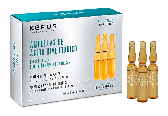 Ampollas Faciales Ácido Hialurónico Efecto Flash Kefus 10 unidades