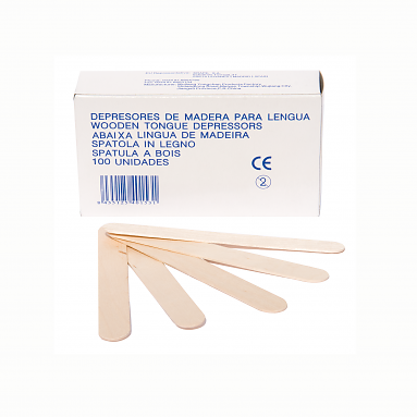 Depresores de madera uso corporal. Caja 100 unidades