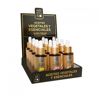 Aceites vegetales Kefus 15ml. Expositor 12 uds.