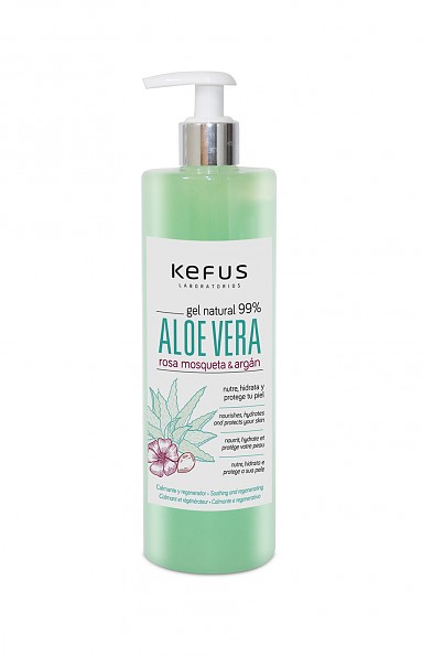 Gel de Aloe Vera Natural Verde Rosa Mosqueta y Argán Kefus 500 ml