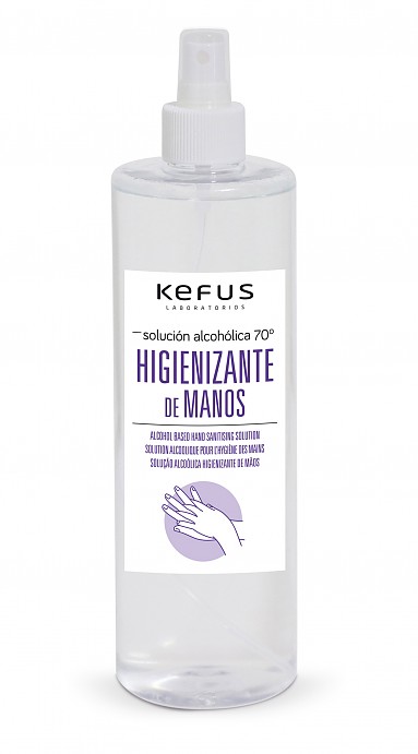 Solución Alcoholica Higienizante de manos spray Kefus 500 ml