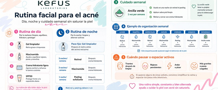 Rutina facial para el acné: guía día y noche con cosmética natural