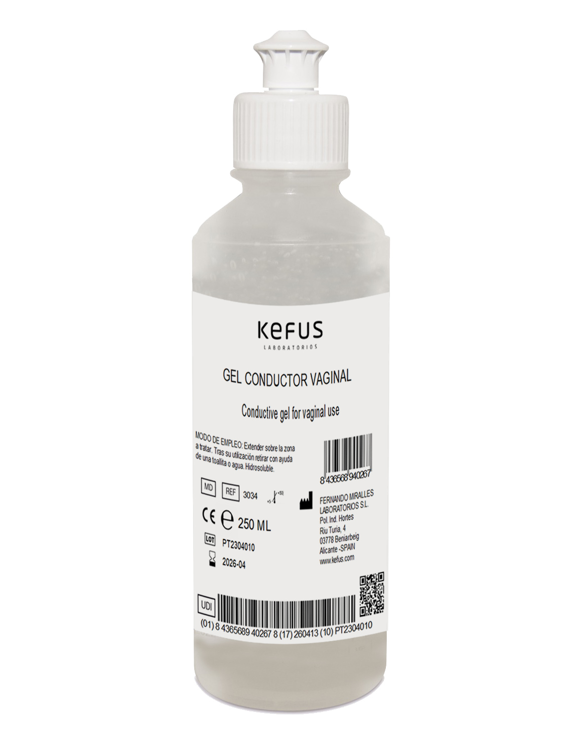 Gel Conductor Ultrasonidos Vaginal Kefus 250 ml