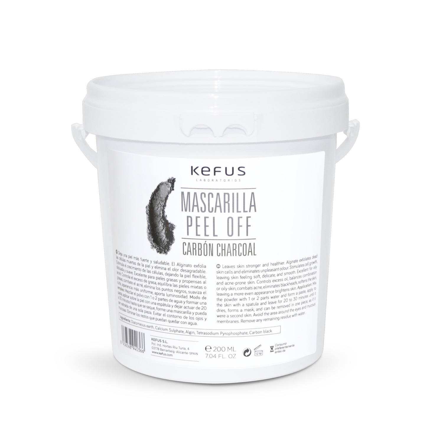 Mascarilla Peel Off Alginato Carbon Charcoal Kefus 500 g