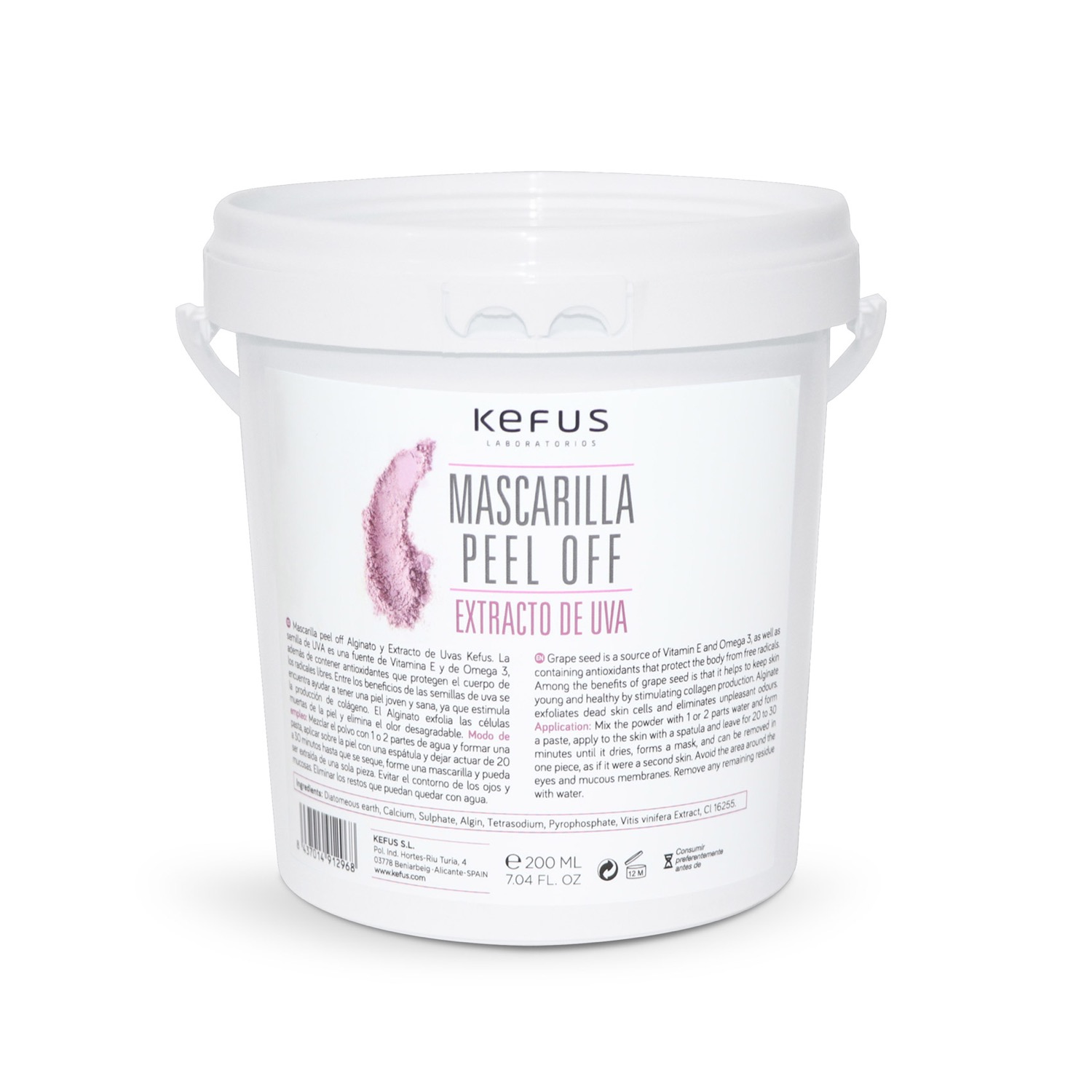Mascarilla Peel Off Alginato Extracto de Uvas Kefus 200 g