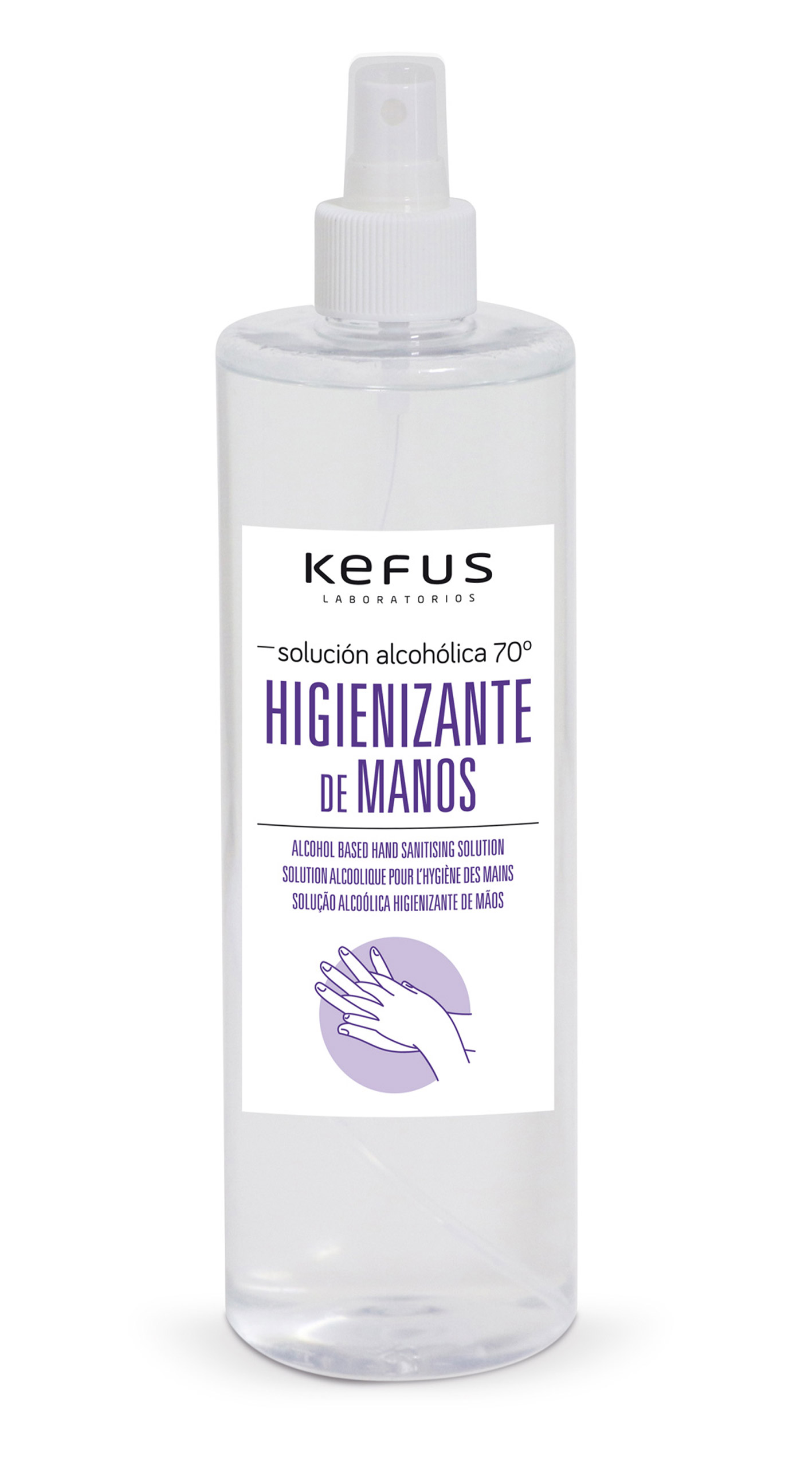 Solución Alcoholica Higienizante de manos spray Kefus 500 ml